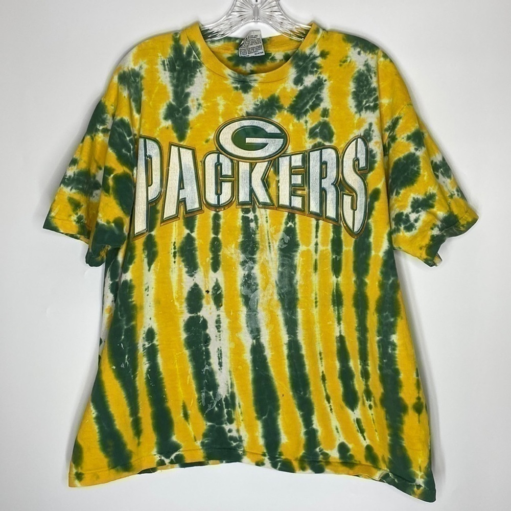 Vintage Liquid Blue Green Bay Packers Tie Dye Tshirt Size Large